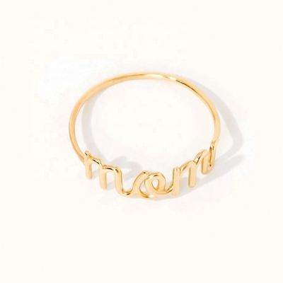 Thép không gỉ 18K vàng MOM đắp nhẫn cho phụ nữ đồ trang sức