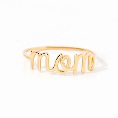 Thép không gỉ 18K vàng MOM đắp nhẫn cho phụ nữ đồ trang sức