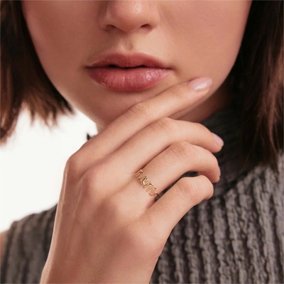 Thép không gỉ 18K vàng MOM đắp nhẫn cho phụ nữ đồ trang sức