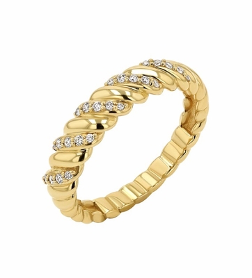 Đánh tay Twist Classic 925 Sterling bạc nữ nhẫn đồ trang sức bọc bằng vàng 18K