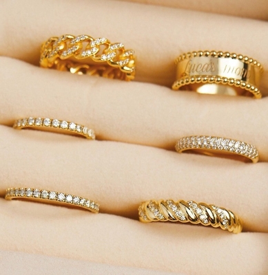 Đánh tay Twist Classic 925 Sterling bạc nữ nhẫn đồ trang sức bọc bằng vàng 18K