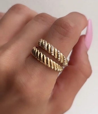 Đánh tay Twist Classic 925 Sterling bạc nữ nhẫn đồ trang sức bọc bằng vàng 18K