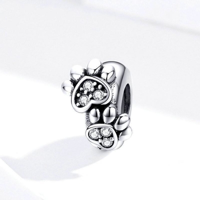 Bạch kim cubic Zircon dấu chân hình dạng hạt quyến rũ cho phụ nữ 925 Sterling bạc vòng tay quyến rũ