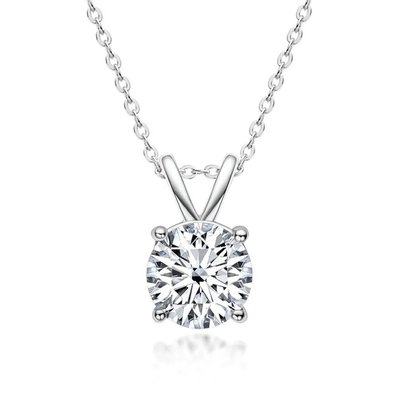 925 Sterling Silver Pendant cho các cô gái 18K vàng vàng tròn cắt Solitaire Stone quà tặng