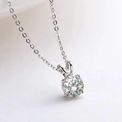 925 Sterling Silver Pendant cho các cô gái 18K vàng vàng tròn cắt Solitaire Stone quà tặng