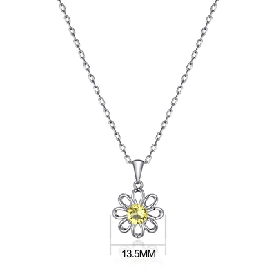 925 Sterling bạc hoa hướng dương dây chuyền trang sức thiết kế vàng cubic Zircon