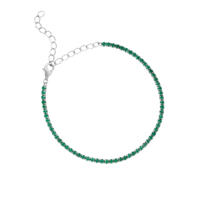 Vàng trắng bọc năm sinh nhật Ngọc lục bảo hình khối Zircon Đeo dây chuyền quần vợt điều chỉnh