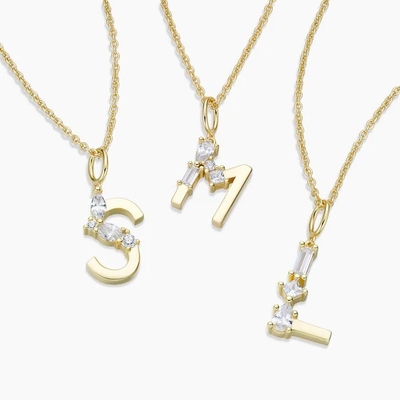 925 Sterling Silver CZ Letter Pendant trong đơn giản là 18K vàng bọc cho đồ trang sức thời trang