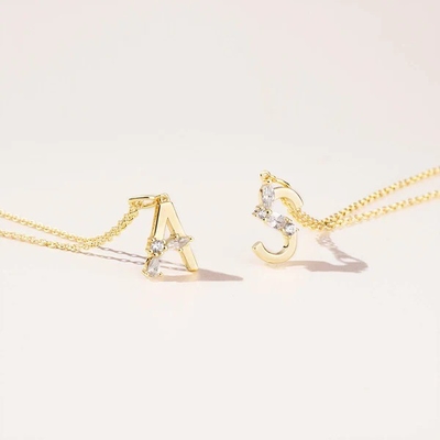 925 Sterling Silver CZ Letter Pendant trong đơn giản là 18K vàng bọc cho đồ trang sức thời trang