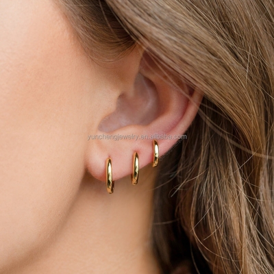 Kim cương tinh tế bạc tối giản 18K vàng 9MM 11MM 13MM Hoop Set cho FedEx DHL UPS TNT EMS Shipping