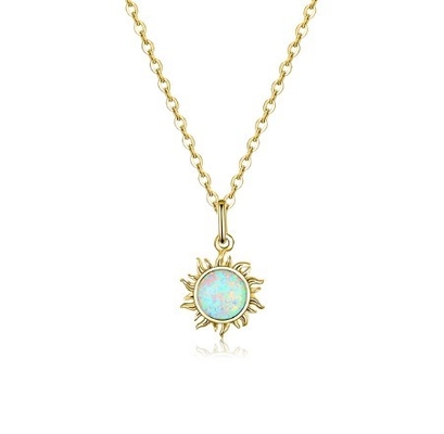 Hoa hướng dương Opal And Diamond Necklace 15MM Đàn bà Opal Necklace 45CM+5CM