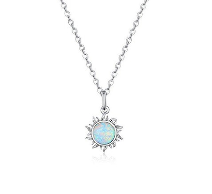 Hoa hướng dương Opal And Diamond Necklace 15MM Đàn bà Opal Necklace 45CM+5CM