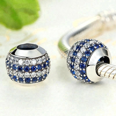 Phong cách Trắng và xanh CZ 925 Sterling bạc đồ trang sức làm phụ kiện