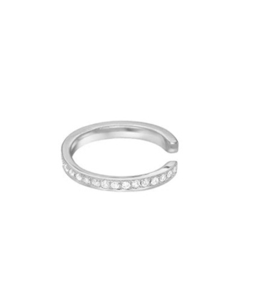 Đàn bà cổ điển Rainbow Pave Setting Cubic Zircon 925 Sterling Silver Ear Cuff trang sức