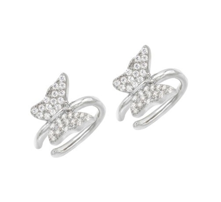 18K vàng bọc bông tai bướm với Micron Pave trắng CZ trang sức nữ thời trang
