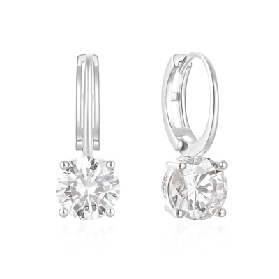 925 Sterling bạc đã đến 18K vàng mạ Solitaire trắng hình khối Zircon Huggies tai nghe