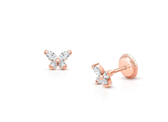 Loại tôn giáo Không có 925 Sterling Silver Butterfly Stud Bàn tai bằng vàng 18K