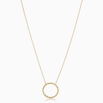 14K vàng bọc 925 Sterling bạc xoắn dây chuyền vòng cổ với 16 inch dài chuỗi liên kết