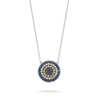 Vòng cổ màu xanh và trắng CZ hình tròn 925 Sterling bạc cho vẻ đẹp tuyệt đẹp của cô gái