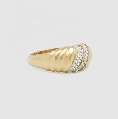 Platinum Plating Round Brilliant Cut Diamond Dome Ring Cho Phụ nữ đồ trang sức tốt OEM / ODM