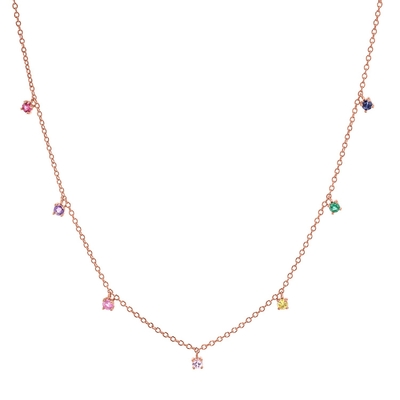 925 Silver Children's Necklace featuring Playful Rainbow Gemstone Zircon for Sparkle (Cây dây chuyền trẻ em bằng bạc 925 với hình cầu vồng vui vẻ)