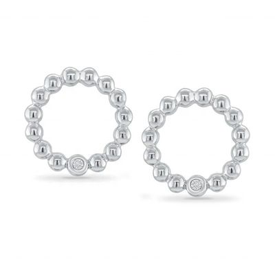 925 Sterling bạc phụ nữ hình tròn Bezel thiết lập Solitaire Stud Bàn tai với tùy chỉnh tùy chọn kích thước