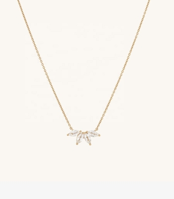 925 bạc 14K đeo vòng cổ 18 inch Marquise Topaz và kim cương trắng CZ
