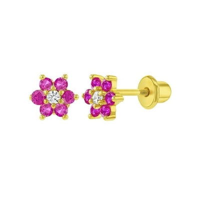 5MM 18k vàng bọc hoa bông tai trẻ em món quà hoàn hảo cho trẻ em trong 925 Sterling bạc