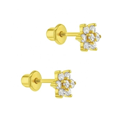 5MM 18k vàng bọc hoa bông tai trẻ em món quà hoàn hảo cho trẻ em trong 925 Sterling bạc