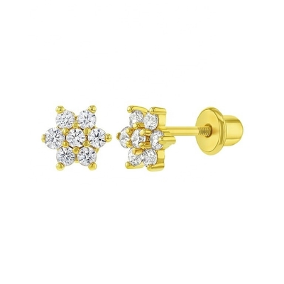 5MM 18k vàng bọc hoa bông tai trẻ em món quà hoàn hảo cho trẻ em trong 925 Sterling bạc