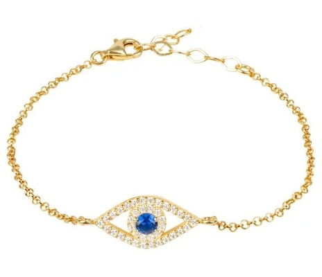 Rose Gold Thin Silver Chain Bracelet Màu trắng xanh CZ Eye 925 Sterling Silver