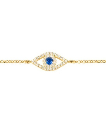 Rose Gold Thin Silver Chain Bracelet Màu trắng xanh CZ Eye 925 Sterling Silver
