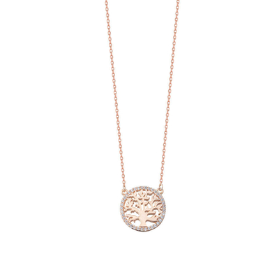 Lễ tiệc 18K vàng bọc Sterling bạc cây của cuộc sống dây chuyền vòng cổ cho phụ nữ
