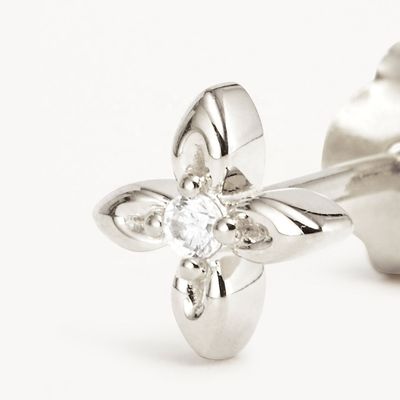 Bông tai nụ hình hoa bằng bạc 925, kích thước nhỏ, thích hợp đeo hàng ngày