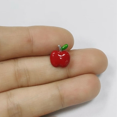 Bàn tai táo nhựa màu đỏ và xanh lá cây tuyệt vời cho bé gái trong 925 Sterling Silver