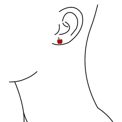 Bàn tai táo nhựa màu đỏ và xanh lá cây tuyệt vời cho bé gái trong 925 Sterling Silver
