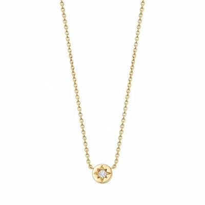 Vàng bọc 925 Sterling bạc Starburst kim cương đĩa dây chuyền dây chuyền đeo hàng ngày