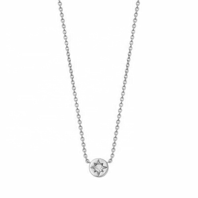 Vàng bọc 925 Sterling bạc Starburst kim cương đĩa dây chuyền dây chuyền đeo hàng ngày