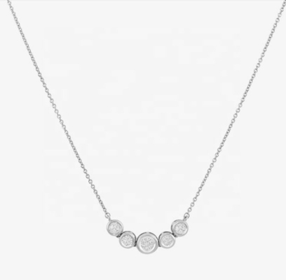 Rhodium 18k Gold Necklace Phụ nữ 1,2mm White Gold Cz Pendant