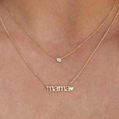 26mm 18K vàng bọc vòng cổ MAMA trái tim vòng cổ cho ngày của phụ nữ