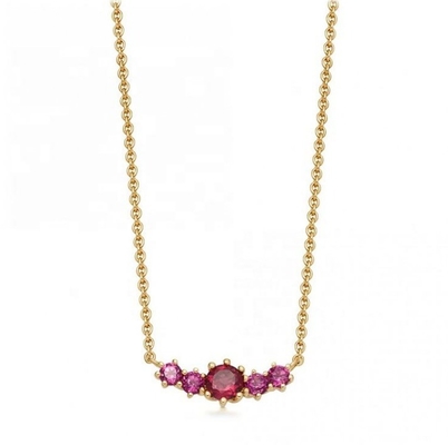 Dây chuyền đá quý Ruby mạ vàng 925 Sterling Silver kèm dây xích