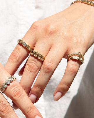 14K Gold Double Row Pave Diamond Heart-Shaped Engagement Ring Size 5-10 with AAA CZ Stone