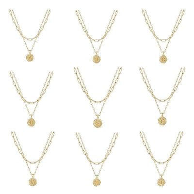 Vòng cổ xếp chồng với mặt dây chuyền đôi bằng bạc 925 thủ công, giao hàng trong 30 ngày