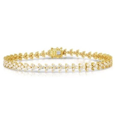 Thiết kế 18K vàng 925 Sterling bạc hoa quyến rũ phụ nữ quần vợt vòng tay với ZIRCON