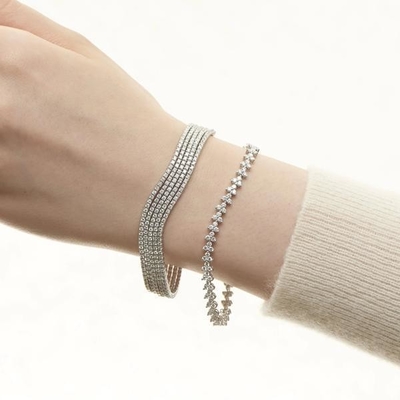 Thiết kế 18K vàng 925 Sterling bạc hoa quyến rũ phụ nữ quần vợt vòng tay với ZIRCON