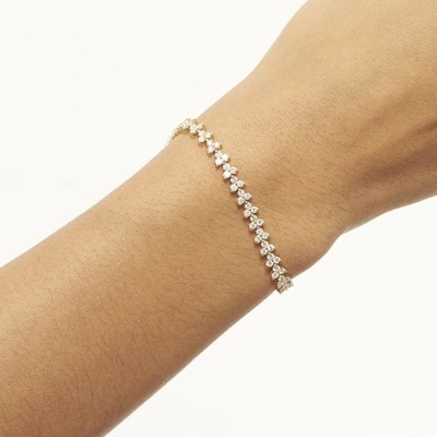 Thiết kế 18K vàng 925 Sterling bạc hoa quyến rũ phụ nữ quần vợt vòng tay với ZIRCON