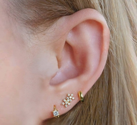 Phong cách cổ điển hoa đôi quả bóng trở lại lưng phẳng 925 bạc Sterling bông tai cho cô gái