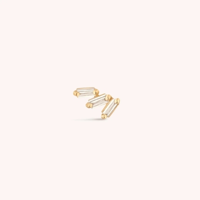 Ba màu trắng hình khối Zircon có sợi phẳng sau 925 Bàng tai bạc Sterling Express Shipping