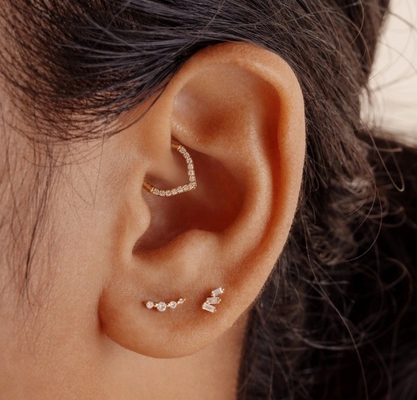 Ba màu trắng hình khối Zircon có sợi phẳng sau 925 Bàng tai bạc Sterling Express Shipping