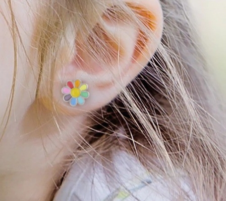 925 Sterling Silver Enamel màu sắc Princess Dainty Flower Stud Bàn tai cho quà tặng cho cô gái